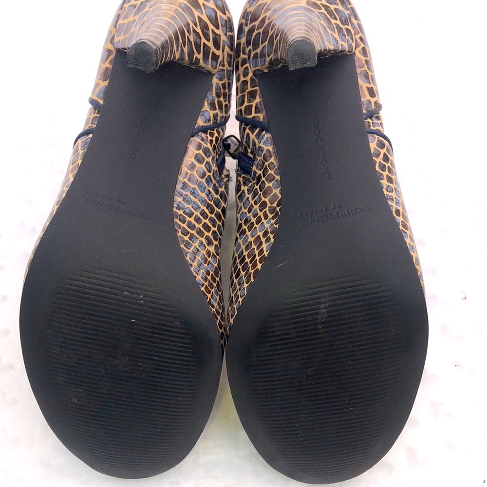 ROCKPORT By ADIDAS Leather Snakeskin Print Booties Heels Shoes Size 6 - Picture 8 of 17